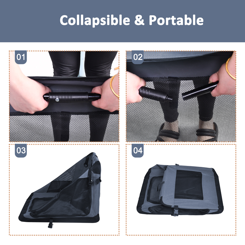 JESPET Soft Pet Crates Kennel, 3 Door Soft Sided Folding Travel Pet Carrier with Straps and Fleece Mat