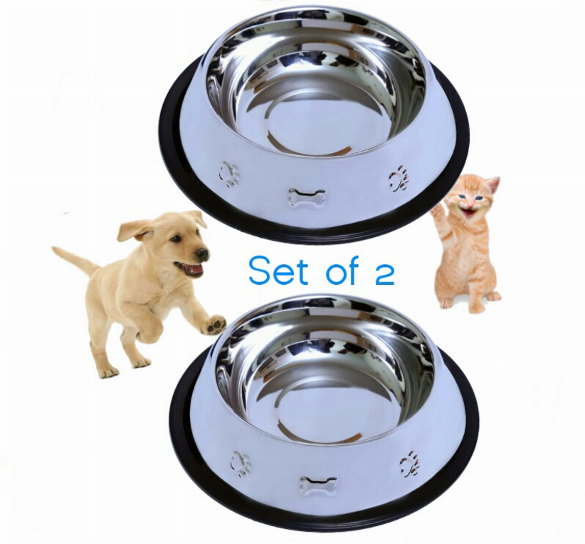 Etched Food Grade Stainless Steel Dog Bowls